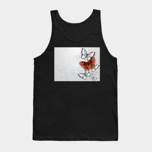 Gray Background with Peacock Butterfly Tank Top